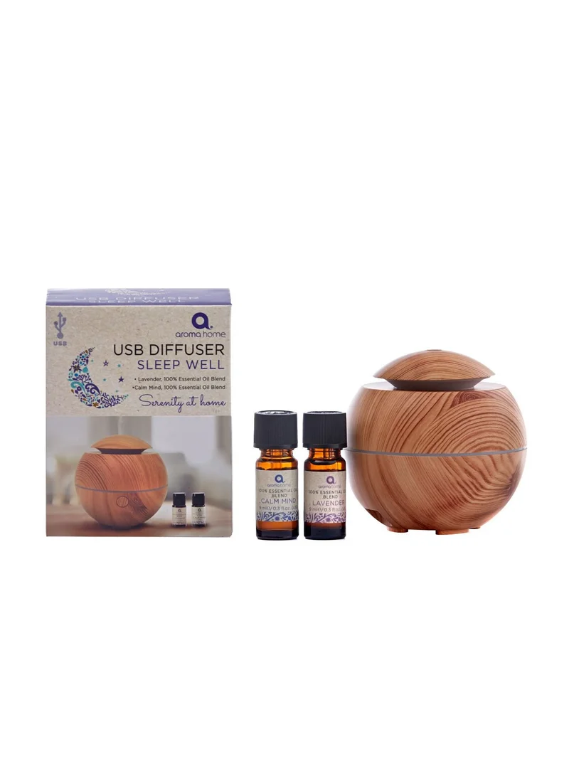 Aroma Home Light Wood Diffuser With 2 X 10Ml Lavender & Sleep Oil  Essentials Range Usb Diffusers With Oils