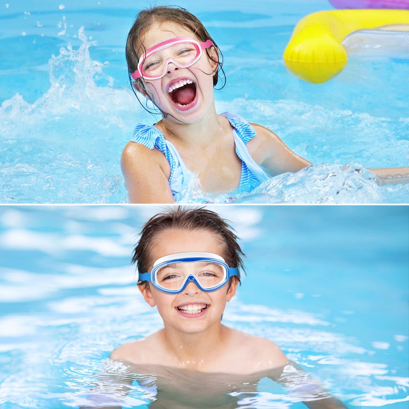 COOLOO Kids Swim Goggles for Age 3-15, 2 Pack Kids Goggles for Swimming with Nose Cover, No Leaking, Anti-Fog, Waterproof, Black+Blue - Image 2