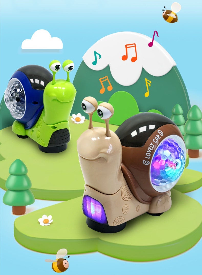 Bump & Go Crawling Toy for Babies, Cute Electric Crawling Snail with Light Up Projection and Music, Auto Obstacle Avoidance Toy for Toddler Boys Girls Ages 3+ - Image 3