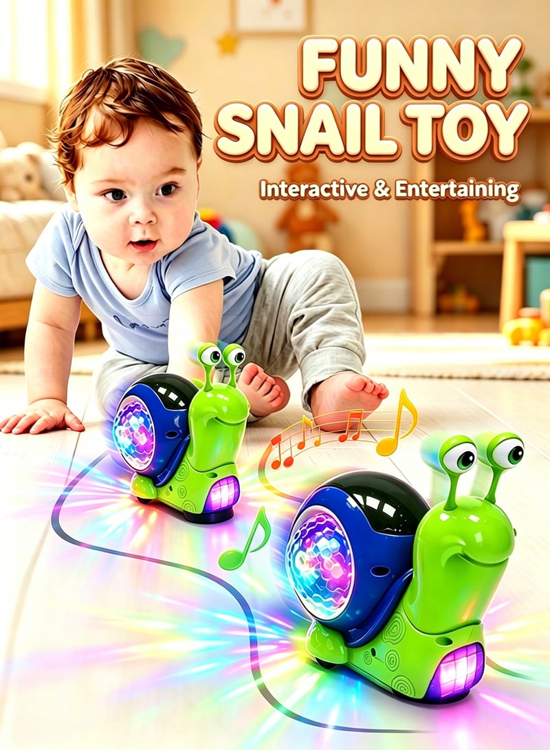 Bump & Go Crawling Toy for Babies, Cute Electric Crawling Snail with Light Up Projection and Music, Auto Obstacle Avoidance Toy for Toddler Boys Girls Ages 3+ - Image 1