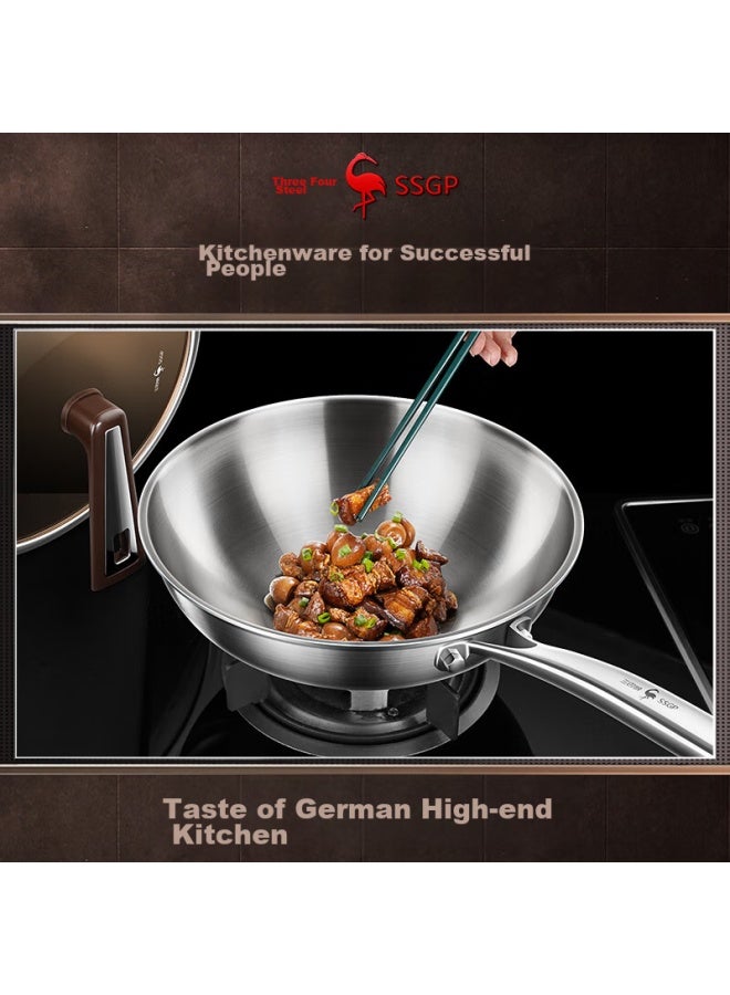 SSGP San Si Gang Stainless Steel Wok, 316l Uncoated Frying Pan, Round Bottom, Compatible With Gas Stove And Induction Cooker, Concave Surface, 30cm, 34784 - Image 4