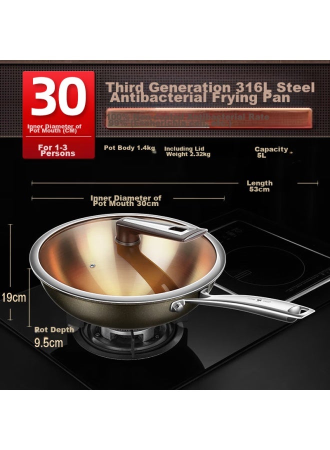 SSGP San Si Gang Stainless Steel Wok, 316l Uncoated Frying Pan, Round Bottom, Compatible With Gas Stove And Induction Cooker, Concave Surface, 30cm, 34784 - Image 5