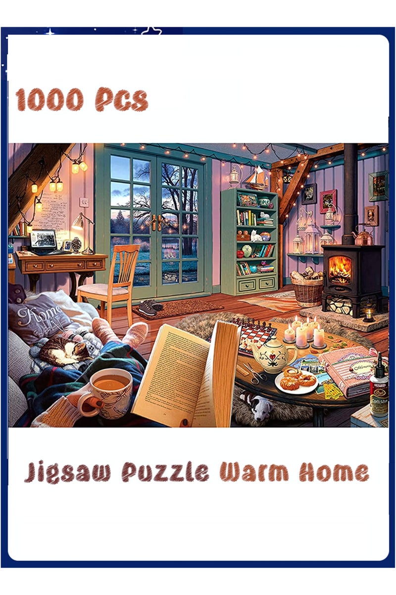 1000-Piece Jigsaw Puzzle, Cozy Home Scene Jigsaw Puzzle, DIY Toys for Creative Gift Home Decor, Challenging Mini Jigsaw Puzzle with Micro Pieces, Educational and Decompression Activity  for Adults & Teens - Image 1