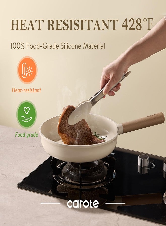 كاروت ملقط كاروت للطبخ، ملقط مطبخ مقاوم للحرارة مصنوع من الفولاذ المقاوم للصدأ مع أطراف سيليكون مانعة للخدش، مثالي لأواني الطهي غير اللاصقة، طقم ملقط شواء مكون من 3 قطع (7 بوصات + 9 بوصات + 12 بوصة). - Image 5