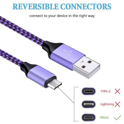 AILKIN Micro USB Cable, AILKIN 5-Pack 6ft High Speed Nylon Braided Android Charging Cables for Samsung Galaxy J8/J7/S7/S6/Edge/Note 5 4, PS4, Motorola, HTC, LG Android Tablets and More USB to Micro USB Cords - Image 4