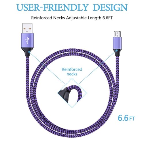 AILKIN Micro USB Cable, AILKIN 5-Pack 6ft High Speed Nylon Braided Android Charging Cables for Samsung Galaxy J8/J7/S7/S6/Edge/Note 5 4, PS4, Motorola, HTC, LG Android Tablets and More USB to Micro USB Cords - Image 3