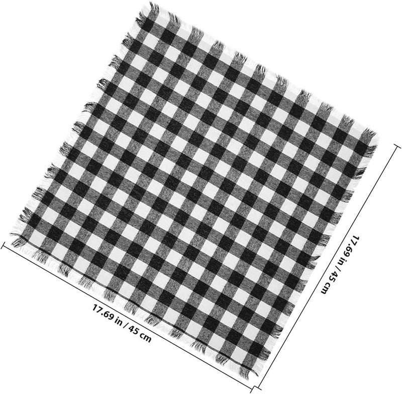 Black And White Buffalo Plaid Cotton Napkins 4pcs Washable For Wedding Party Holiday - Image 3