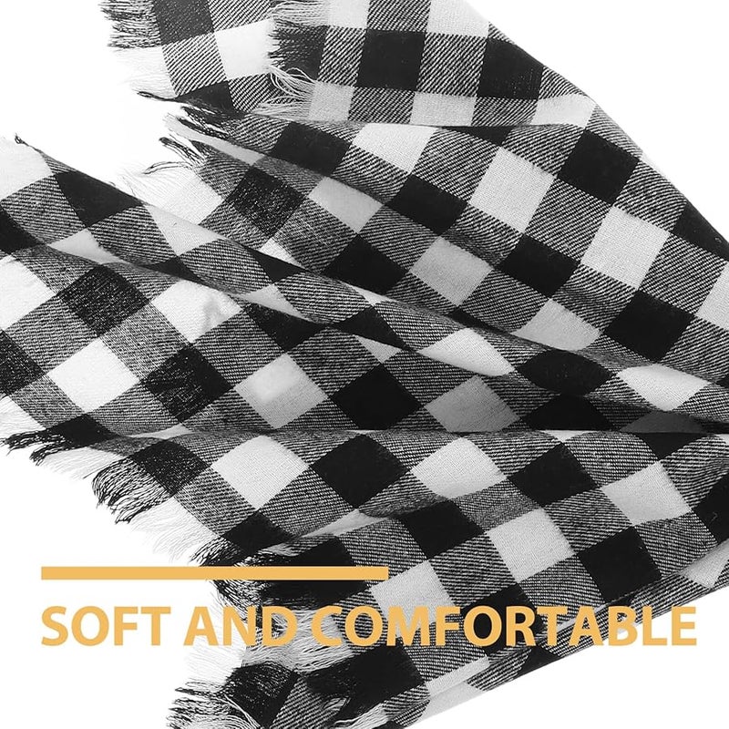 Black And White Buffalo Plaid Cotton Napkins 4pcs Washable For Wedding Party Holiday - Image 4