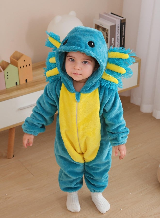 CuteOn Toddler Halloween Costume Onesie Cosplay Romper Christmas Infants Baby Costume Blue Axolotl 3-4 Years - Image 4
