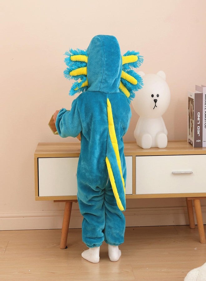 CuteOn Toddler Halloween Costume Onesie Cosplay Romper Christmas Infants Baby Costume Blue Axolotl 3-4 Years - Image 3