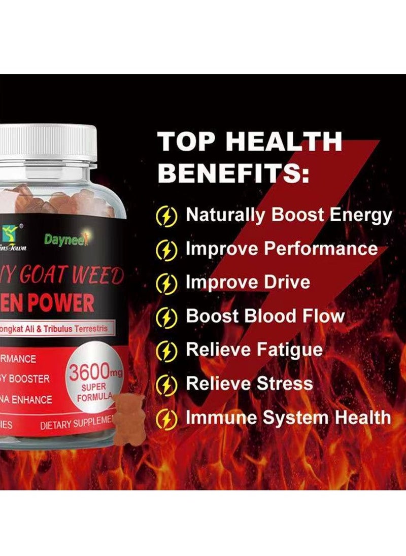 8-IN-1 Supports Performance Gummies for Men Advanced Strength Formula with 3600MG Boost Energy Stamina and Vitality Male Wellness and Endurance Supplement Gummies for Daily Support