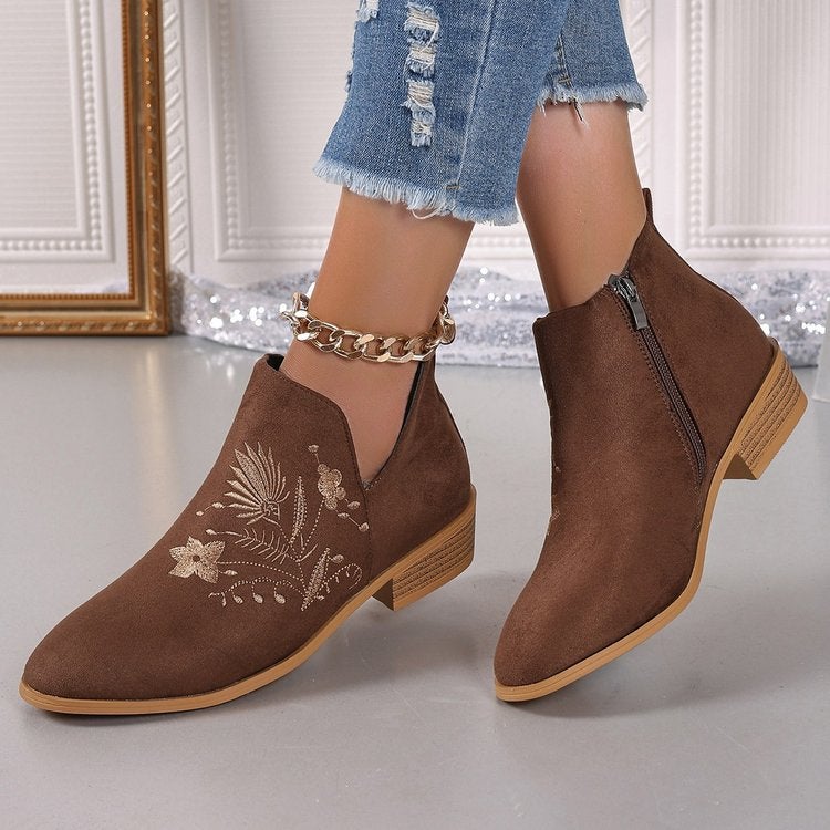 Printing Plus Size Style Chelsea Boots Square Heel Pointed Short Boots - Image 5