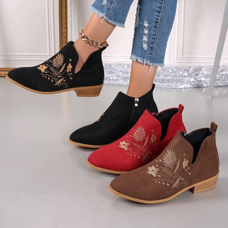 Printing Plus Size Style Chelsea Boots Square Heel Pointed Short Boots - Image 2
