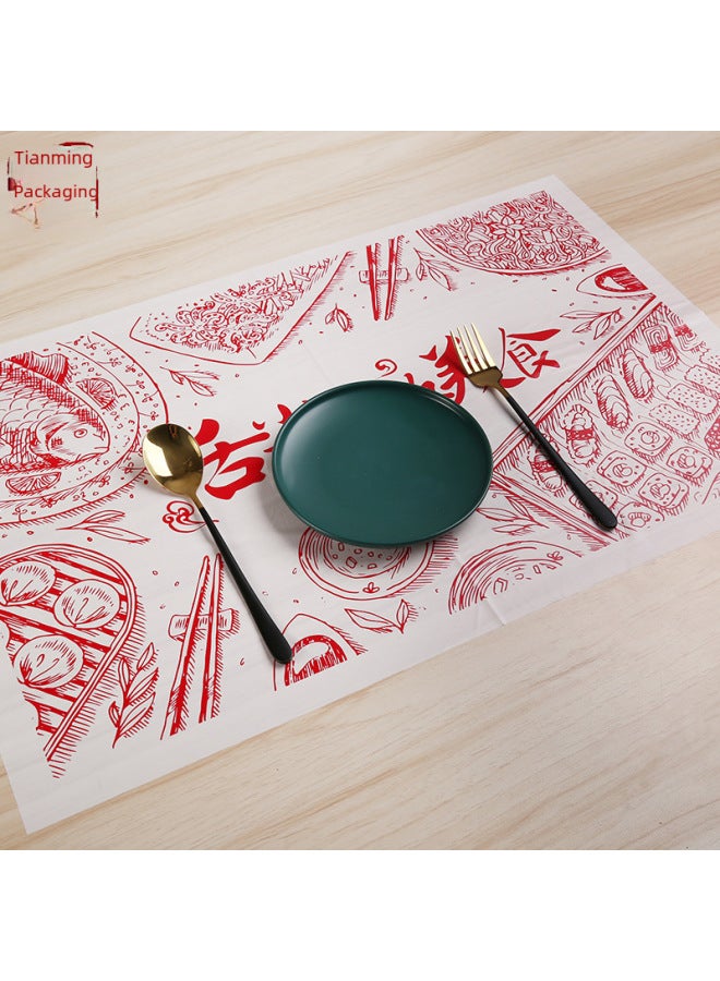 Disposable Tablecloth Printed Logo Degradable Pe Plastic Oil-proof Dirt-proof Barbecue Hot Pot Takeaway Rectangular Placemat-Color:100*100*3 Silk Thick Tablecloth; Independent Packaging