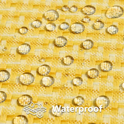 K KEVIN TEXTILE Kevin Textile Outdoor Waterproof Throw Pillow Covers Pack of 2 Weaving Texture Water Resistant Outside Decorative Cushion Covers for Garden Patio Tent Balcony Bench Couch Sofa 18x18 Inch Yellow - Image 3