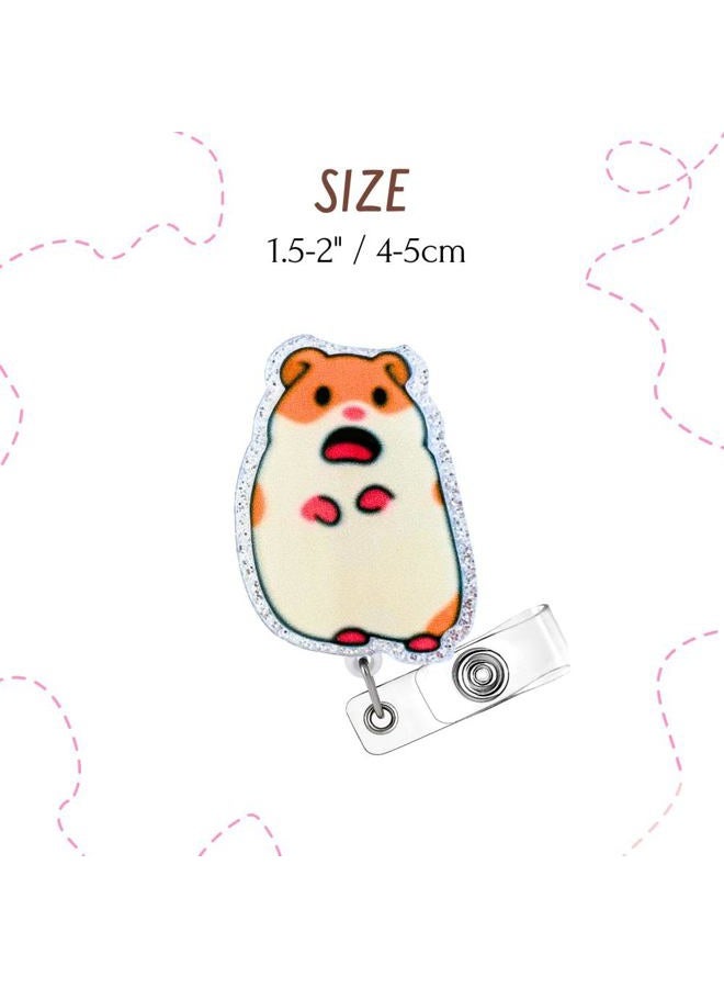 YJ PREMIUMS 3PC Meme Animals Badge Reels Cute Funny Meme Hamster Crying Cat Cartoon Retractable ID Clip Holder Nurse Accessories Decorative Office Supplies Gifts for RN Healthcare Workers Medical Assistant - Image 2