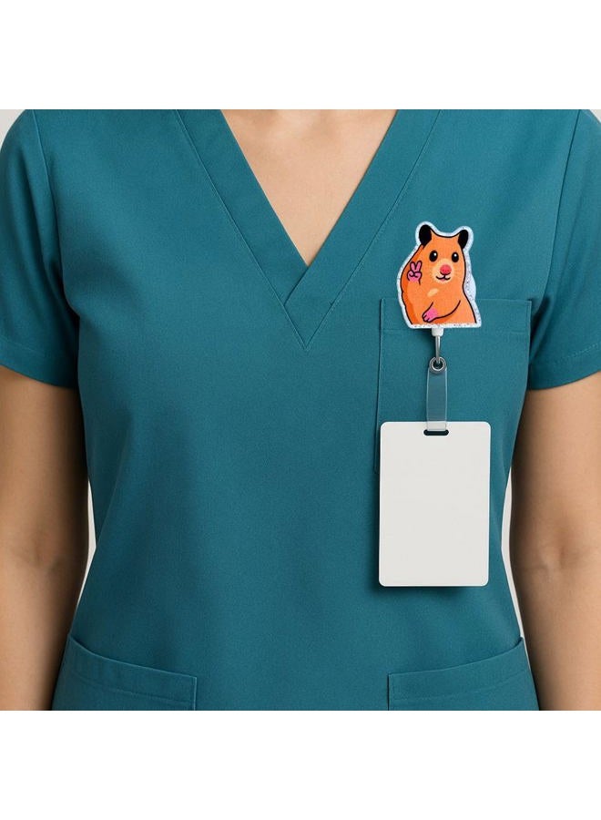 YJ PREMIUMS 3PC Meme Animals Badge Reels Cute Funny Meme Hamster Crying Cat Cartoon Retractable ID Clip Holder Nurse Accessories Decorative Office Supplies Gifts for RN Healthcare Workers Medical Assistant - Image 4