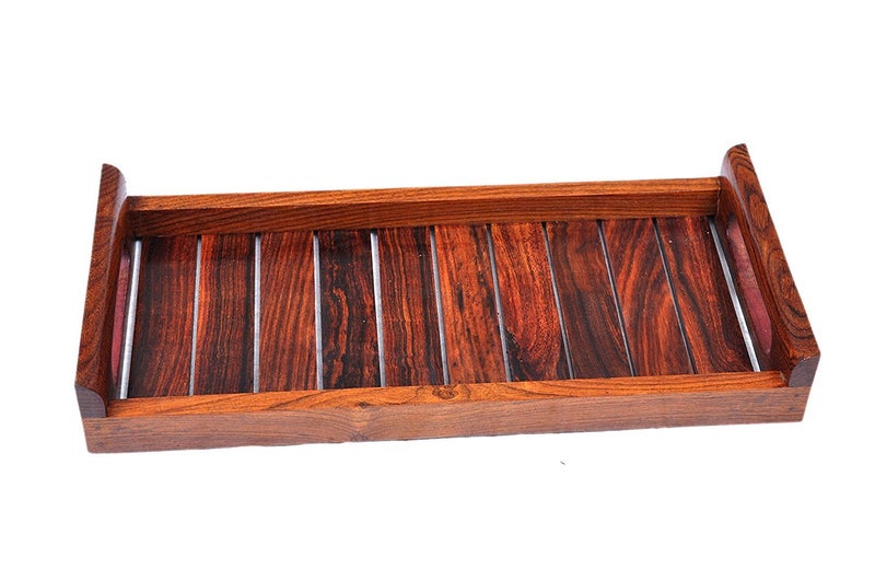 Hashcart Indian Sheesham Wood Tray for Restaurants, Dinner Table - Image 1