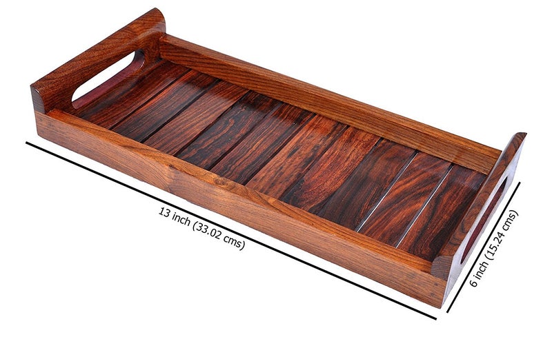Hashcart Indian Sheesham Wood Tray for Restaurants, Dinner Table - Image 3