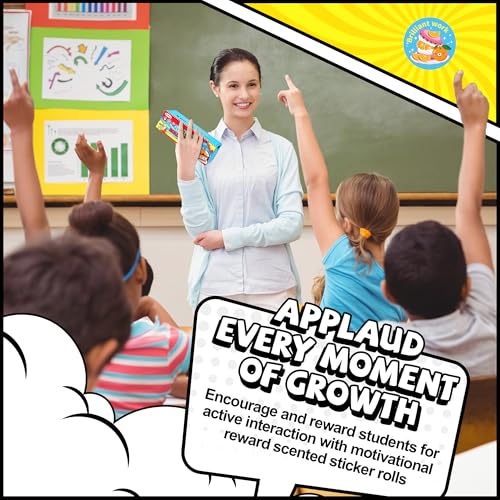 HORIECHALY 3 Rolls Scratch and Sniff Scented Stickers for Kids, 600 Pcs Motivational Reward Classroom Scented Stickers, Smelly Encouragement School Sticker for Teachers, Students(1.57") - Image 3