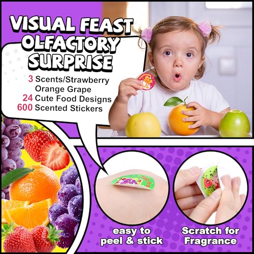 HORIECHALY 3 Rolls Scratch and Sniff Scented Stickers for Kids, 600 Pcs Motivational Reward Classroom Scented Stickers, Smelly Encouragement School Sticker for Teachers, Students(1.57") - Image 2
