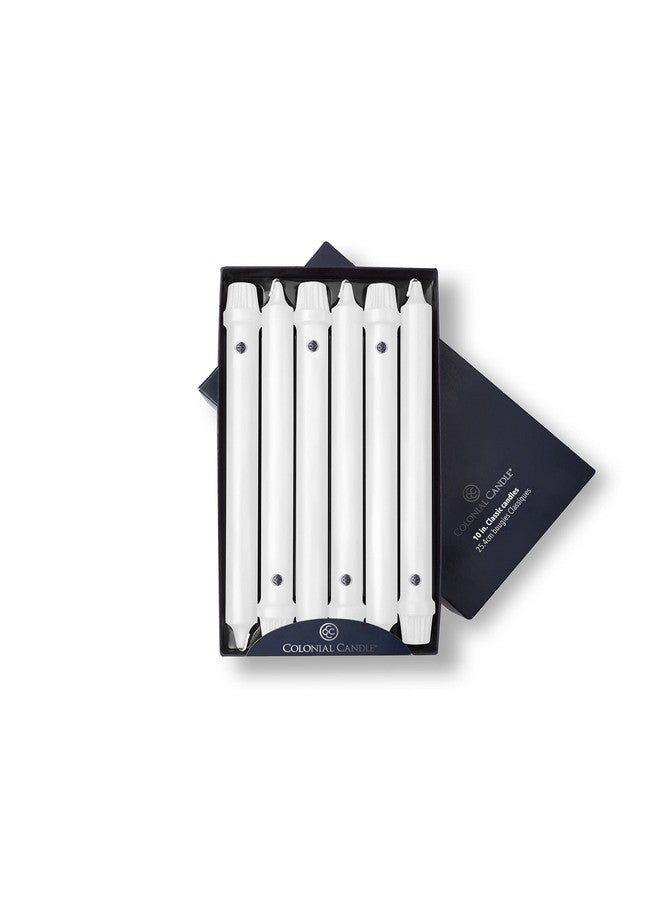 Colonial Candle Unscented Taper Candle, Classic Collection, White, 10 In, Pack of 12 - Up to 8 Hours Burn - Image 1