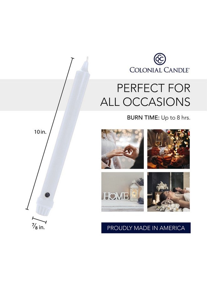 Colonial Candle Unscented Taper Candle, Classic Collection, White, 10 In, Pack of 12 - Up to 8 Hours Burn - Image 3