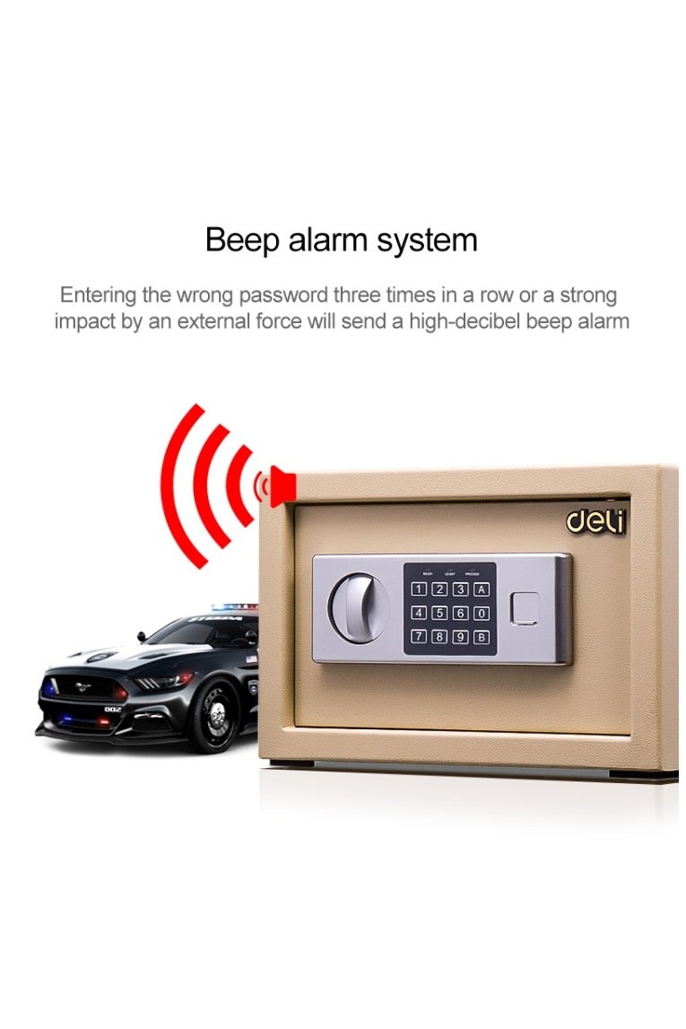 Deli Home Office Hotel Mini Electronic Security Lock Box Wall Cabinet Safety Box - Gold - Image 2