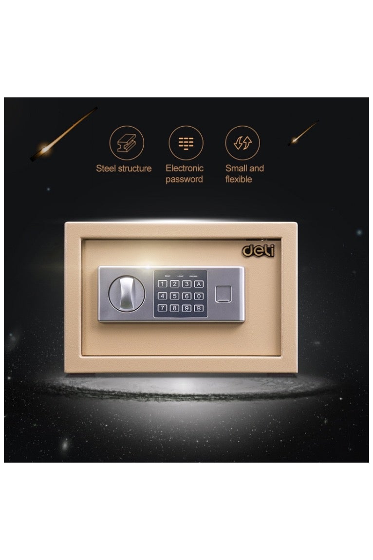 Deli Home Office Hotel Mini Electronic Security Lock Box Wall Cabinet Safety Box - Gold - Image 3