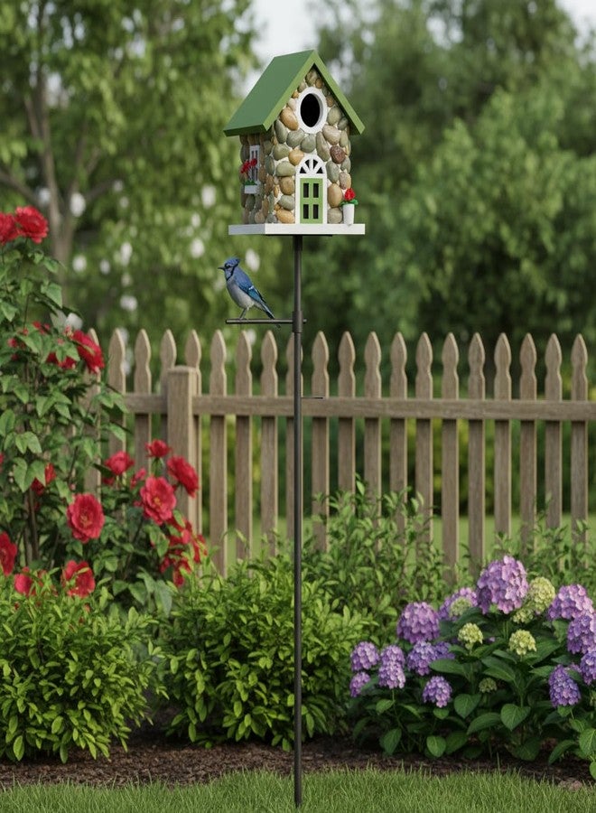 CEDAR ALPHA Hanging Birdhouse Stone Hut Birdhouse Decorative Garden, Solid Made for Bluebirds, Sparrows, Chickadees and Purple Martins - Image 2