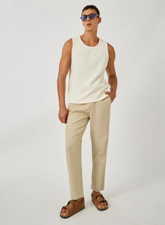 ستايلي Styli Limited Textured Crew Neck Regular Fit Tank T-Shirt