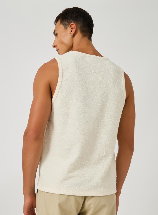 Styli Limited Textured Crew Neck Regular Fit Tank T-Shirt - Image 5
