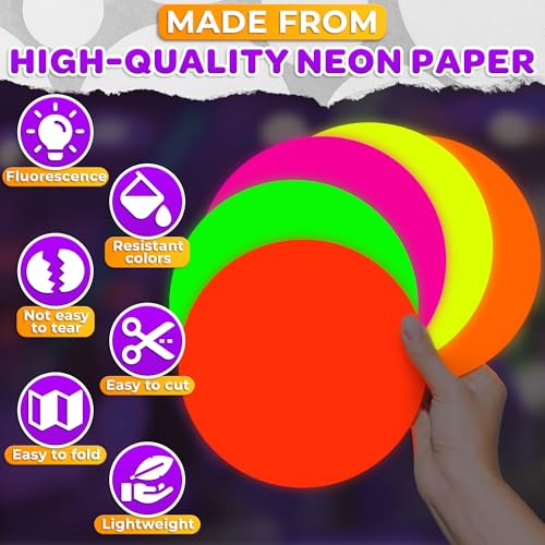 DIMROM 25 Sheets Neon Paper - Construction Colored Wrapper Shining Cardstock Sheets - UV Reactive Luminous Party Decorations Glow in the Dark Card Cardstock Colored Tissue Paper - Image 3