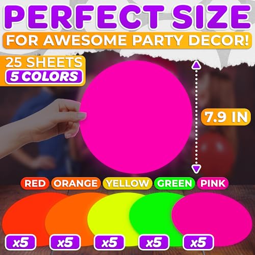 DIMROM 25 Sheets Neon Paper - Construction Colored Wrapper Shining Cardstock Sheets - UV Reactive Luminous Party Decorations Glow in the Dark Card Cardstock Colored Tissue Paper - Image 2