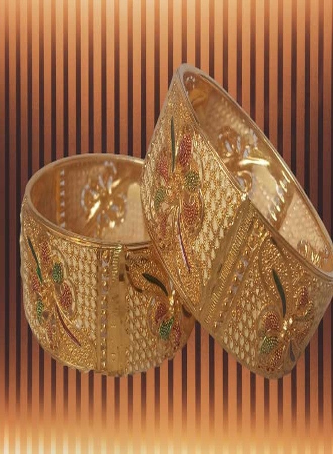 Bhumi Creation Alloy Pearl Gold-plated Bangle Set (Random Design) - Image 4