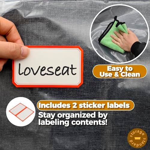 Storage Standard أغطية أثاث بلاستيكية للنقل - غطاء loveseat ثقيل الوزن لكرسي الحب، مقعد وأغراض كبيرة، أكياس شفافة للتجديد، لف أو تخزين - حجم الكيس الكبير المفتوح 68 x 42 x 62 بوصة - Image 2