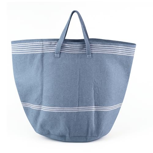 Värde Laundry Bag with Handle Pack of 1 | Foldable Clothes Laundry Bag | Also Works as Carry Bag | Lightweight & Durable | Perfect for College, Travel, and Daily Use | Handloom Rock Blue - Image 1