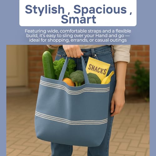 Värde Laundry Bag with Handle Pack of 1 | Foldable Clothes Laundry Bag | Also Works as Carry Bag | Lightweight & Durable | Perfect for College, Travel, and Daily Use | Handloom Rock Blue - Image 4