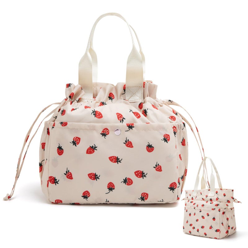 MEXS Lunch Bag for Women Reusable Drawstring Insulated Lunch Box Stain-Resistant Large Cinch Closure Lunch Bags for Work Office - Image 1