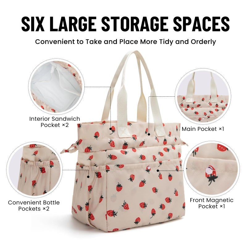 MEXS Lunch Bag for Women Reusable Drawstring Insulated Lunch Box Stain-Resistant Large Cinch Closure Lunch Bags for Work Office - Image 3