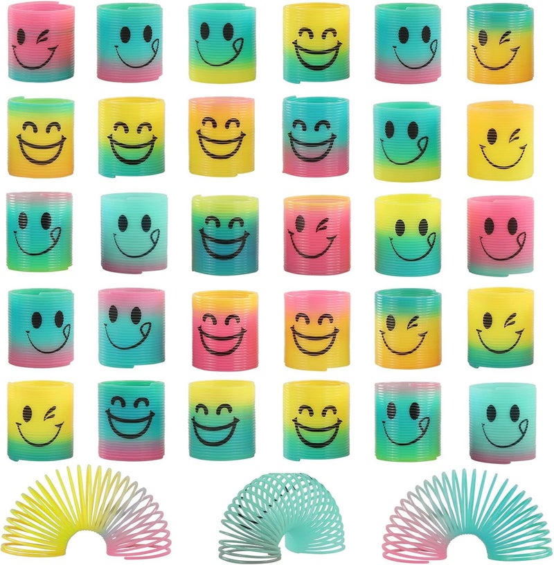 Fun-Here فان-هير 30 حزمة زنبركات قوس قزح ماجيك للاسترخاء والضغط، ألعاب صغيرة بالجملة لهدايا الحفلات وجوائز الكرنفال وأكياس الهدايا لأعياد الميلاد للأطفال البنين والبنات - Image 1