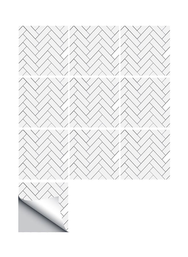 نيبمينينت طقم ملصقات جدارية ذاتية اللصق يمكنك لصقها بنفسك بتصميم بلاط من 10 قطع أبيض 15 x 15سم - Image 1