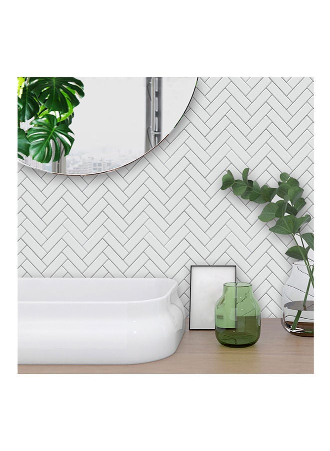 نيبمينينت طقم ملصقات جدارية ذاتية اللصق يمكنك لصقها بنفسك بتصميم بلاط من 10 قطع أبيض 15 x 15سم - Image 2