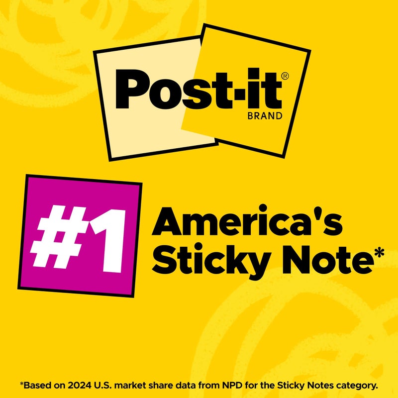 Post-it حامل ملاحظات بوست-إت، 3x3 بوصة، 18 دفتر، ألوان متنوعة، إزالة نظيفة، قابلة لإعادة التدوير - Image 3