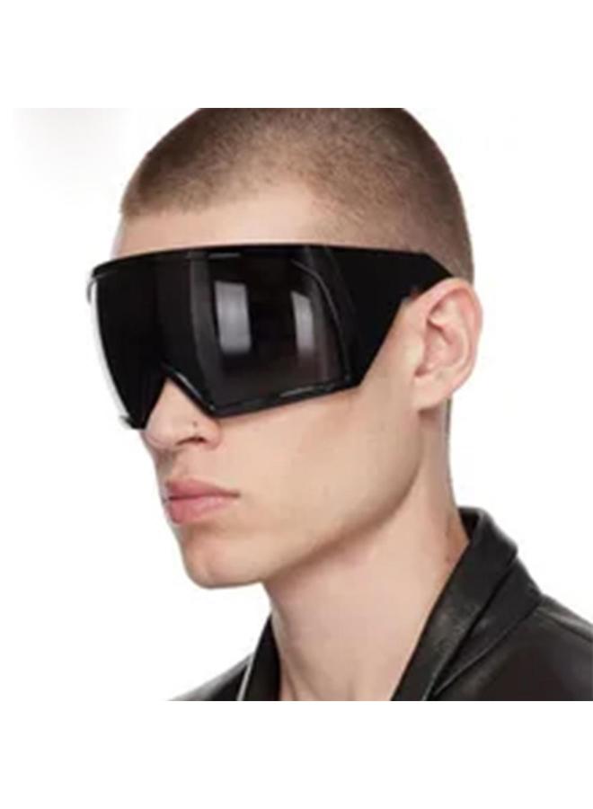Oversize Fashion Y2k Wrap Around Sunglasses For Men Women Big Frame Black Shades Luxury Brand Design Punk Sun Glasses One Piece-Color:Black-Mirrored Red - Image 3