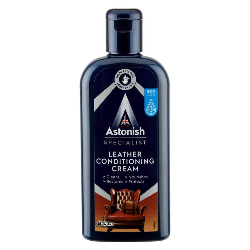 Astonish Leather Conditioning Cream 250ml Cleaner Conditioner Polish for Car Seats Furniture Sofa Couch Jackets Shoes Boots Bags Saddles Moisturizes Restores Protects Prevents Cracking