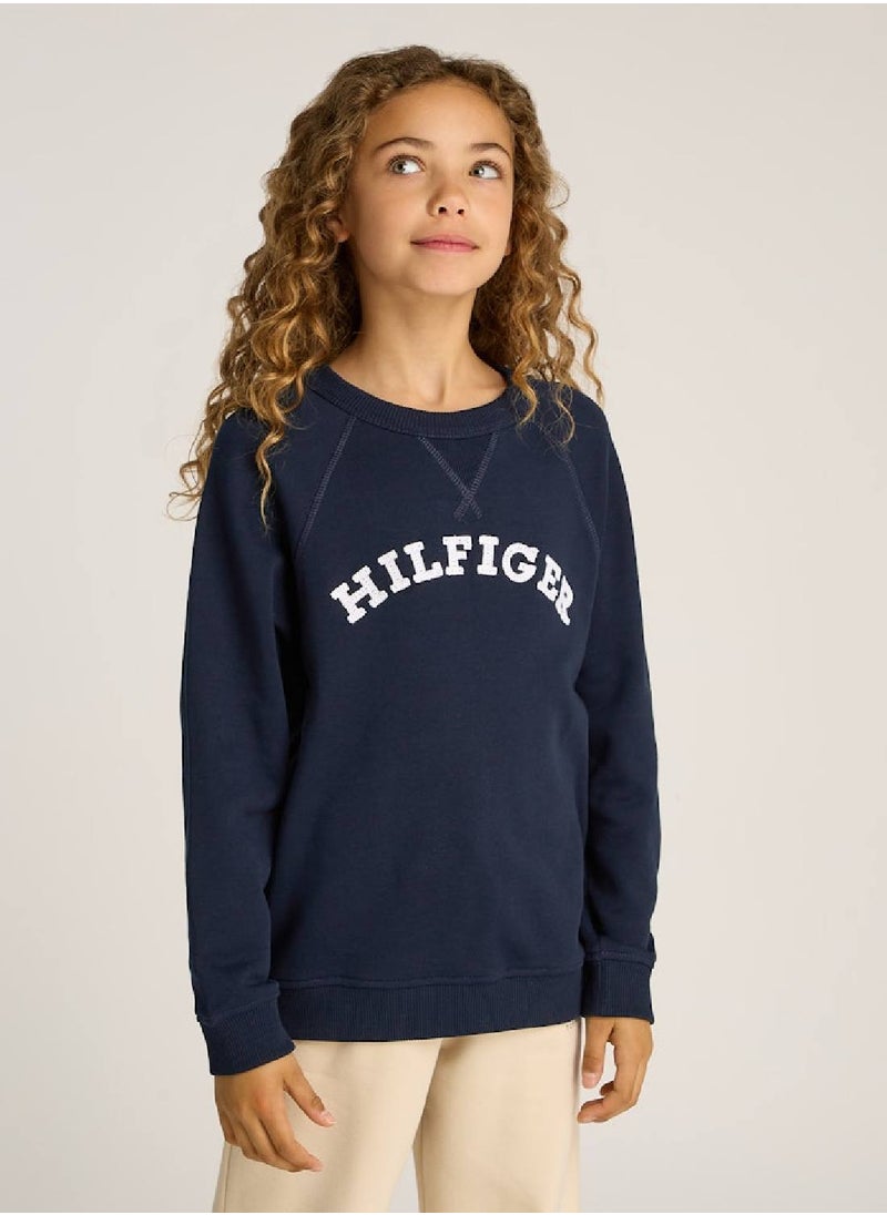 TOMMY HILFIGER Kids' Monotype Logo Sweatshirt - Cotton, Blue  - Image 1