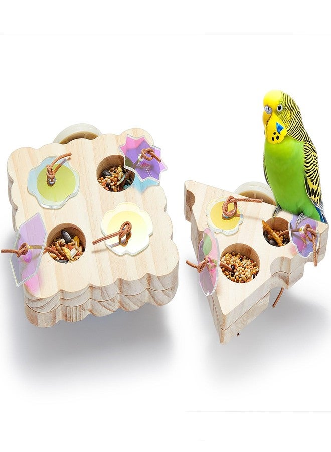 Jevnd 2Pcs Wooden Small Bird Foraging Toys, Interactive Parakeet Foraging Toys for Cage, Bird Enrichment Toys for Conure Slow Feeder, Budgie Cage Toy Puzzle, Parrot Toys for Small Sized Birds - Image 1