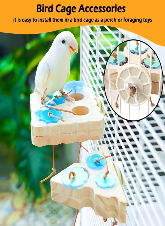 Jevnd 2Pcs Wooden Small Bird Foraging Toys, Interactive Parakeet Foraging Toys for Cage, Bird Enrichment Toys for Conure Slow Feeder, Budgie Cage Toy Puzzle, Parrot Toys for Small Sized Birds - Image 5