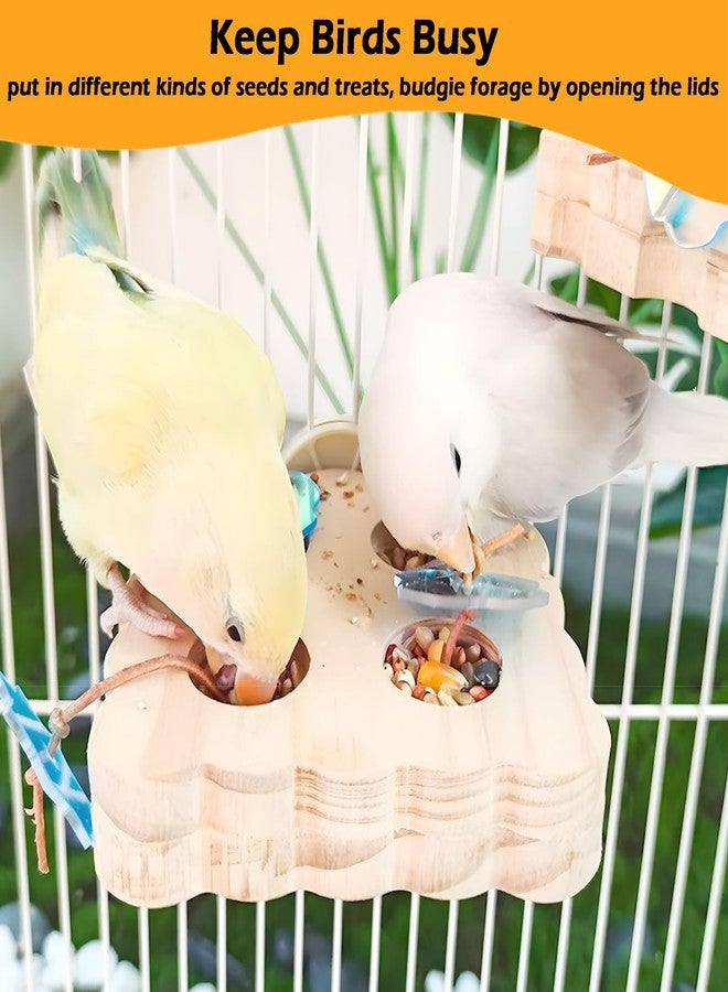 Jevnd 2Pcs Wooden Small Bird Foraging Toys, Interactive Parakeet Foraging Toys for Cage, Bird Enrichment Toys for Conure Slow Feeder, Budgie Cage Toy Puzzle, Parrot Toys for Small Sized Birds - Image 4